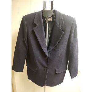 Lord & Taylor Wool Cashmere Blend Boyfriend Blazer women's Size 16W Navy Color